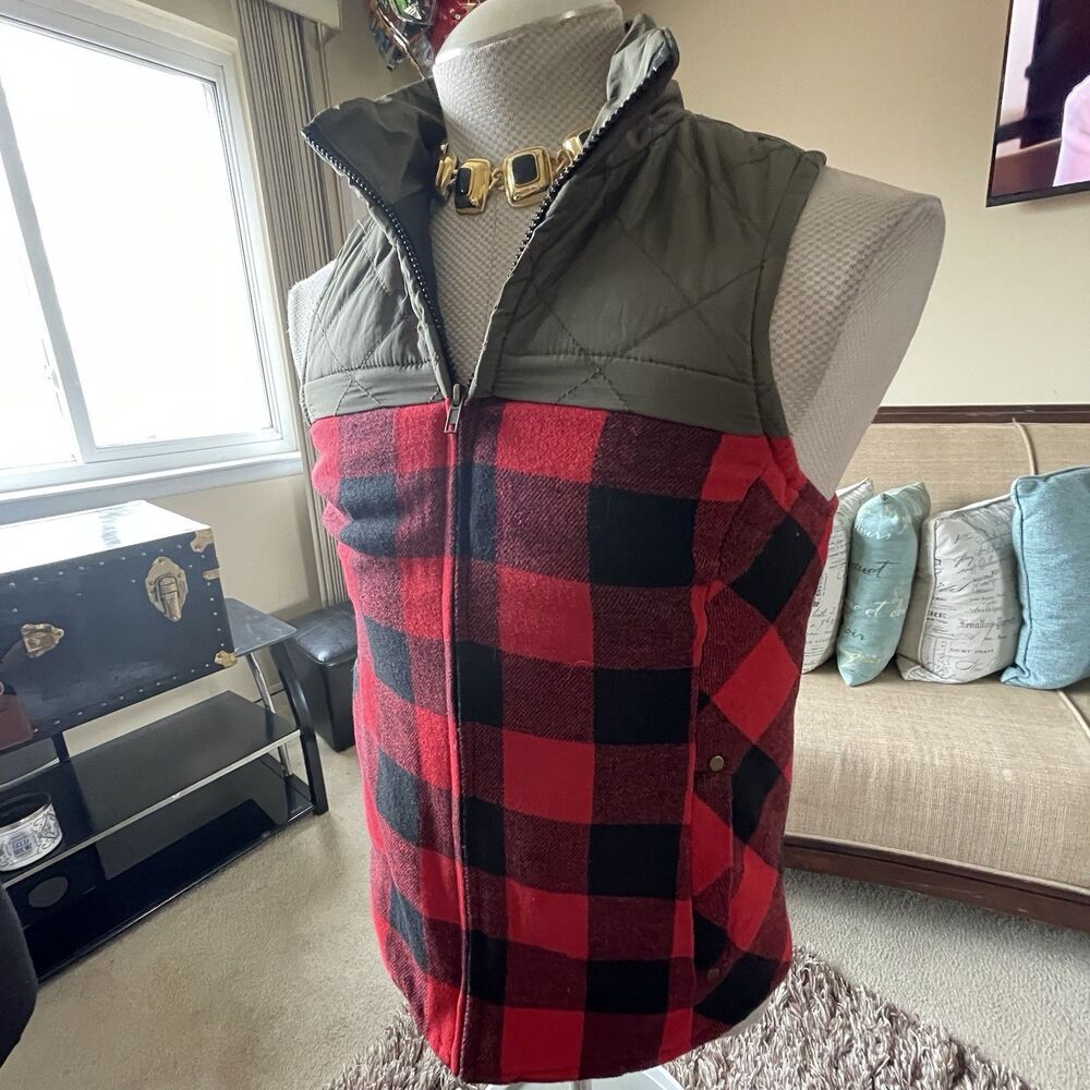 Maurices Women's Buffalo Plaid Puffer Vest Jacket Coat with Pockets Size Small - Picture 9 of 13